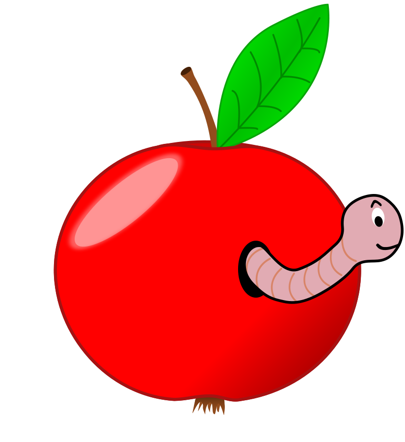 Red Apple With A Worm Clipart
