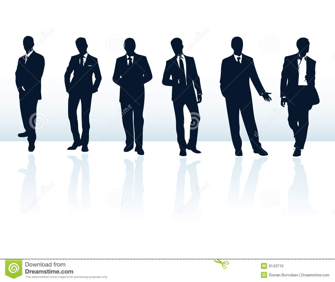Set Of Dark Blue Vector Businessman Silhouettes In Suits  More In My