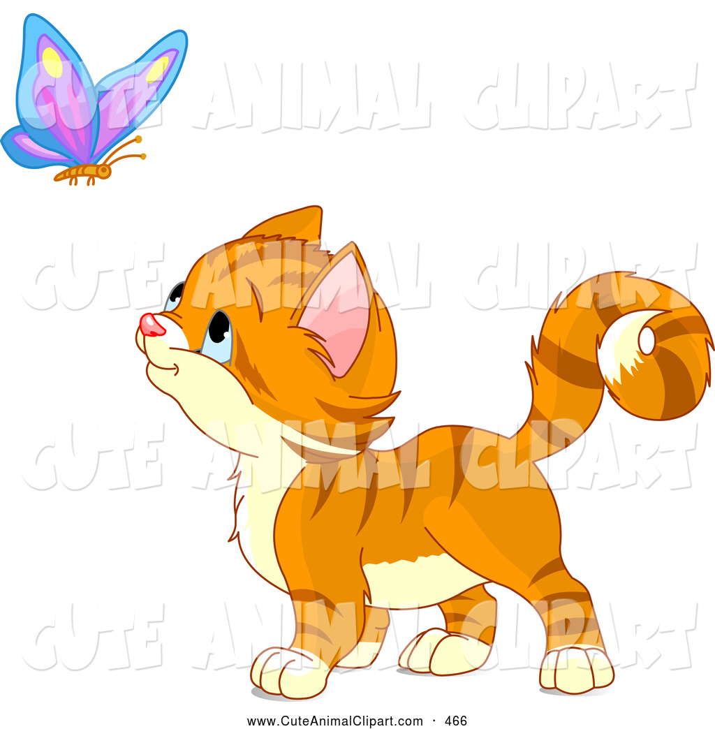 Vector Clip Art Of A Cute And Adorable Orange Kitten Watching A