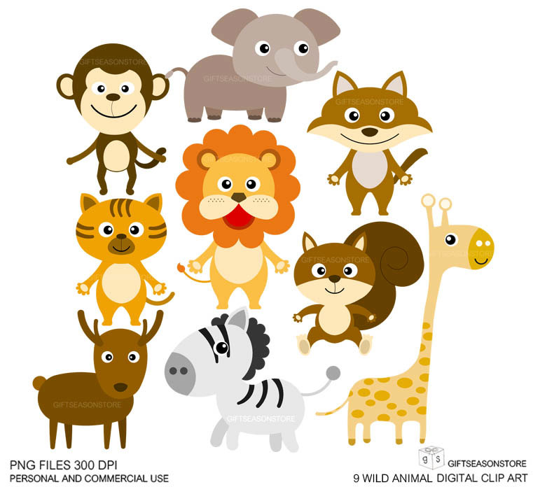 Wild Animal Clip Art Digital Clip Art For By Giftseasonstore