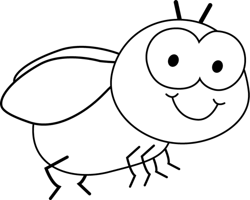 And White Fly Clip Art Image   Black And White Outline Of A Cute Fly