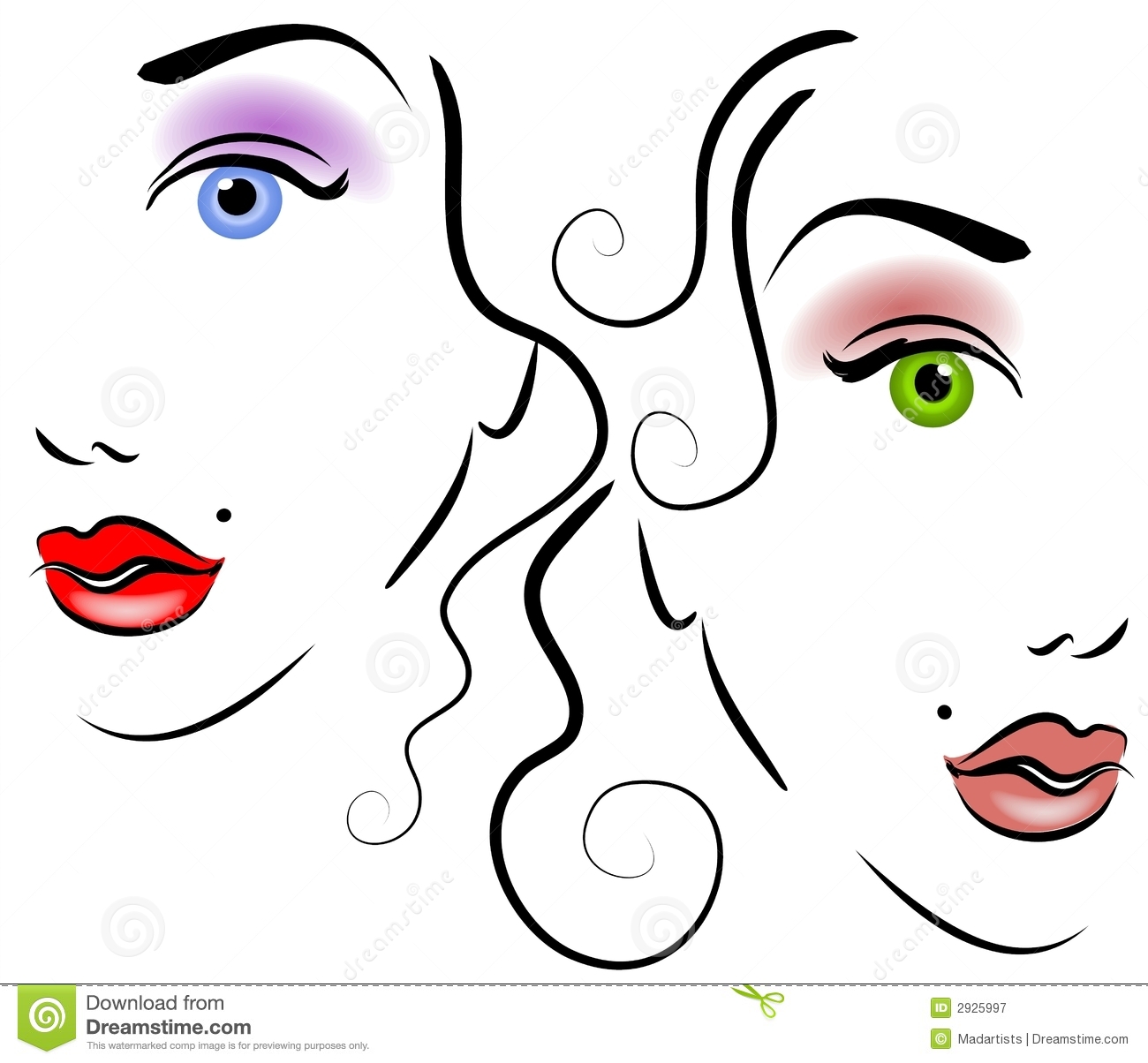 Faces Of Women Clip Art 2 Royalty Free Stock Photography   Image