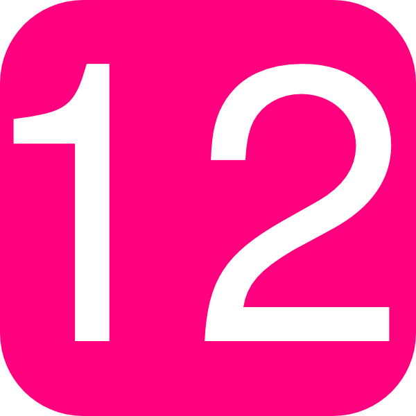 Hot Pink Rounded Square With Number 12 Clip Art