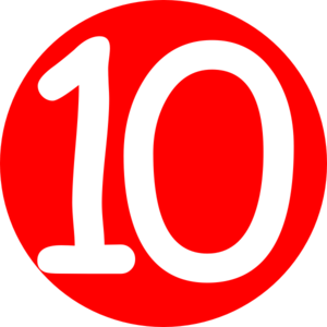 Red Roundedwith Number 10 Clip Art