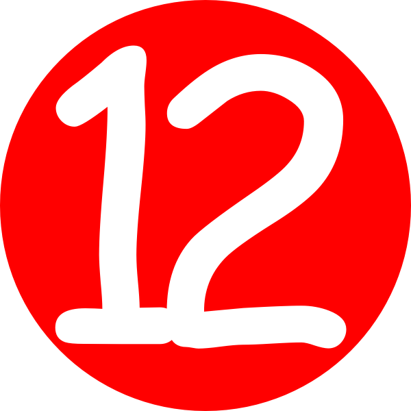 Red Roundedwith Number 12 Clip Art