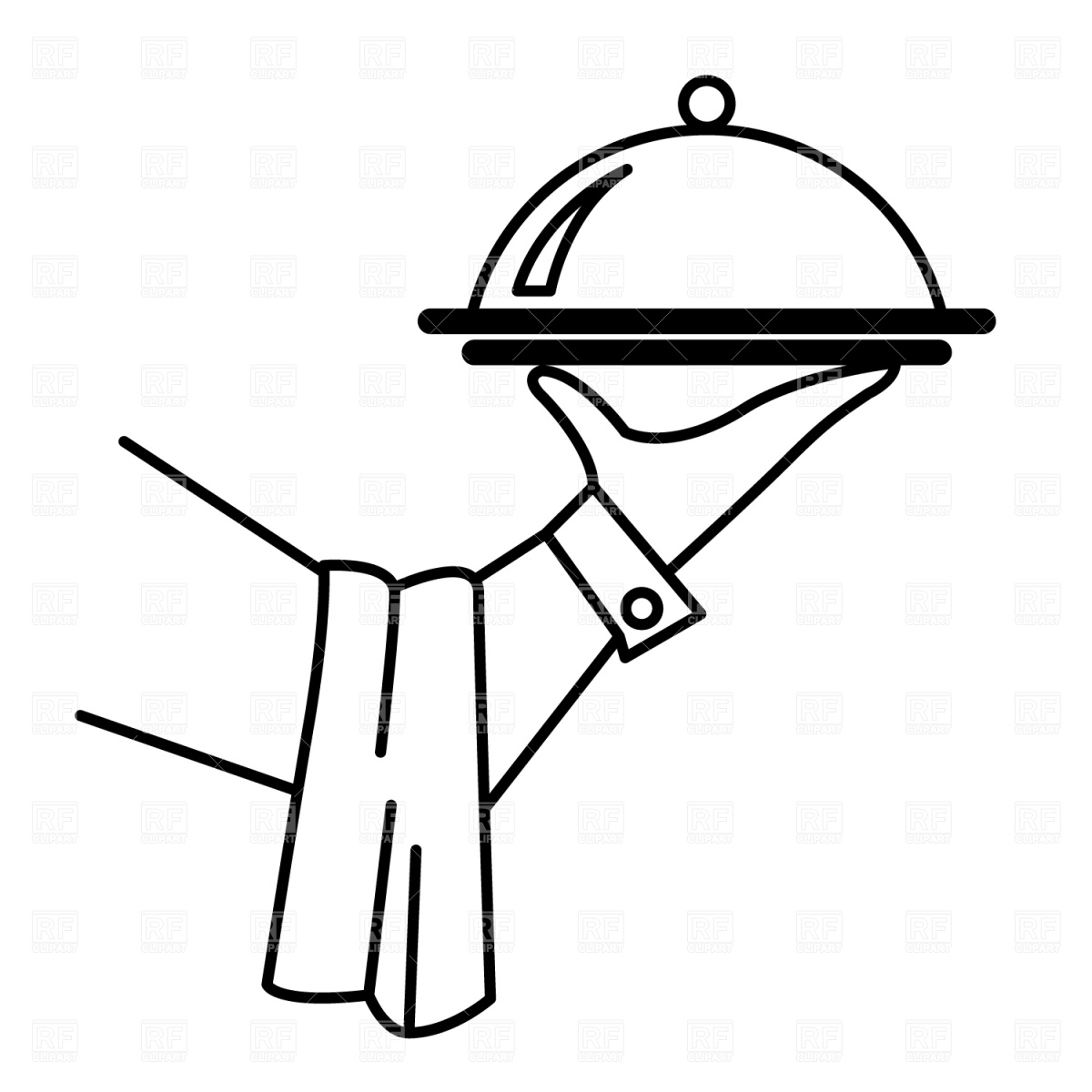 Waiter S Hand With Tray Download Royalty Free Vector Clipart  Eps