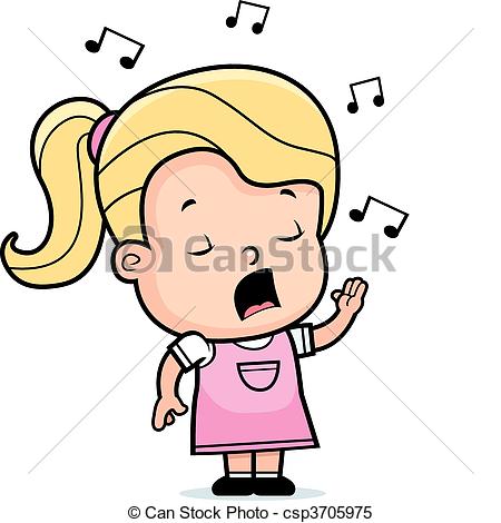 Clipart Vector Of Toddler Singing   A Cartoon Toddler Girl Singing A