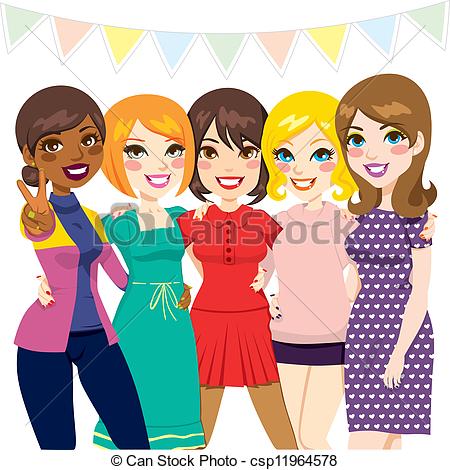 Five Women Friends Having Fun Together    Csp11964578   Search Clipart