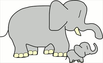 Free Baby Elephant W Mother Clipart   Free Clipart Graphics Images