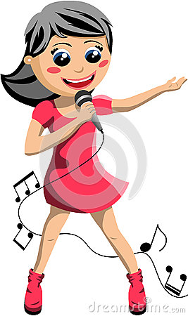 Kid Singing Clipart Happy Girl Singing Microphone
