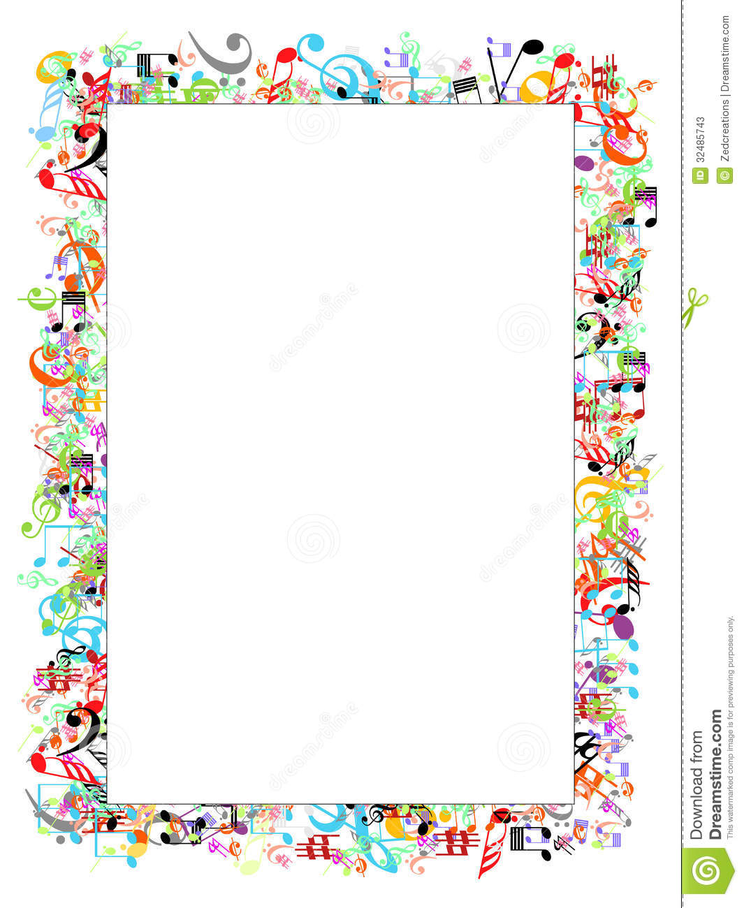 Multi Color Border With Music Signs Illustration An Additional Vector