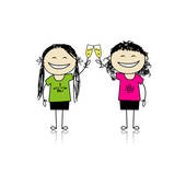 Girls Drink Wine  Party With Friends For Your Design   Clipart Graphic