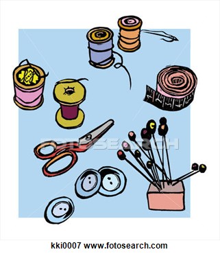 Illustration Of A Group Sewing Objects Fotosearch Search Clipart