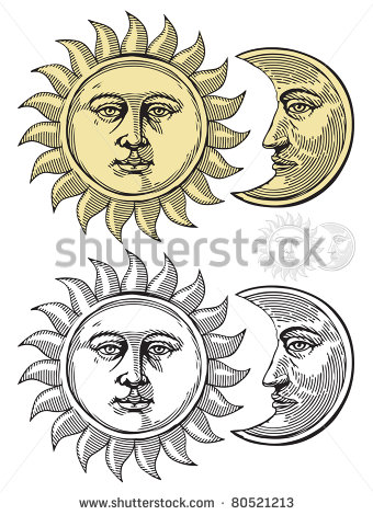 Sun And Moon Face Illustration