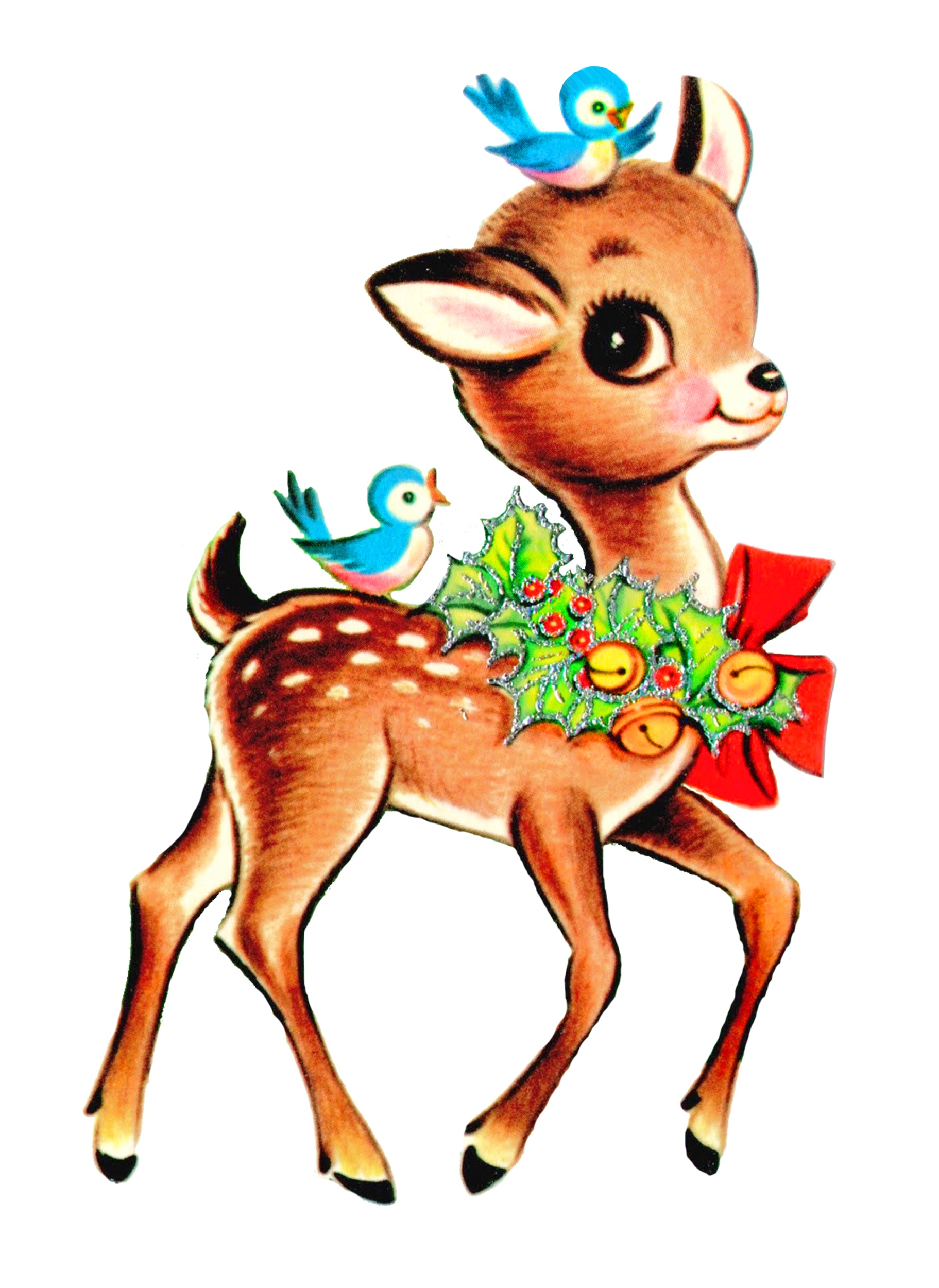 Vintage Deer And Bluebirds   Christmas   Pinterest