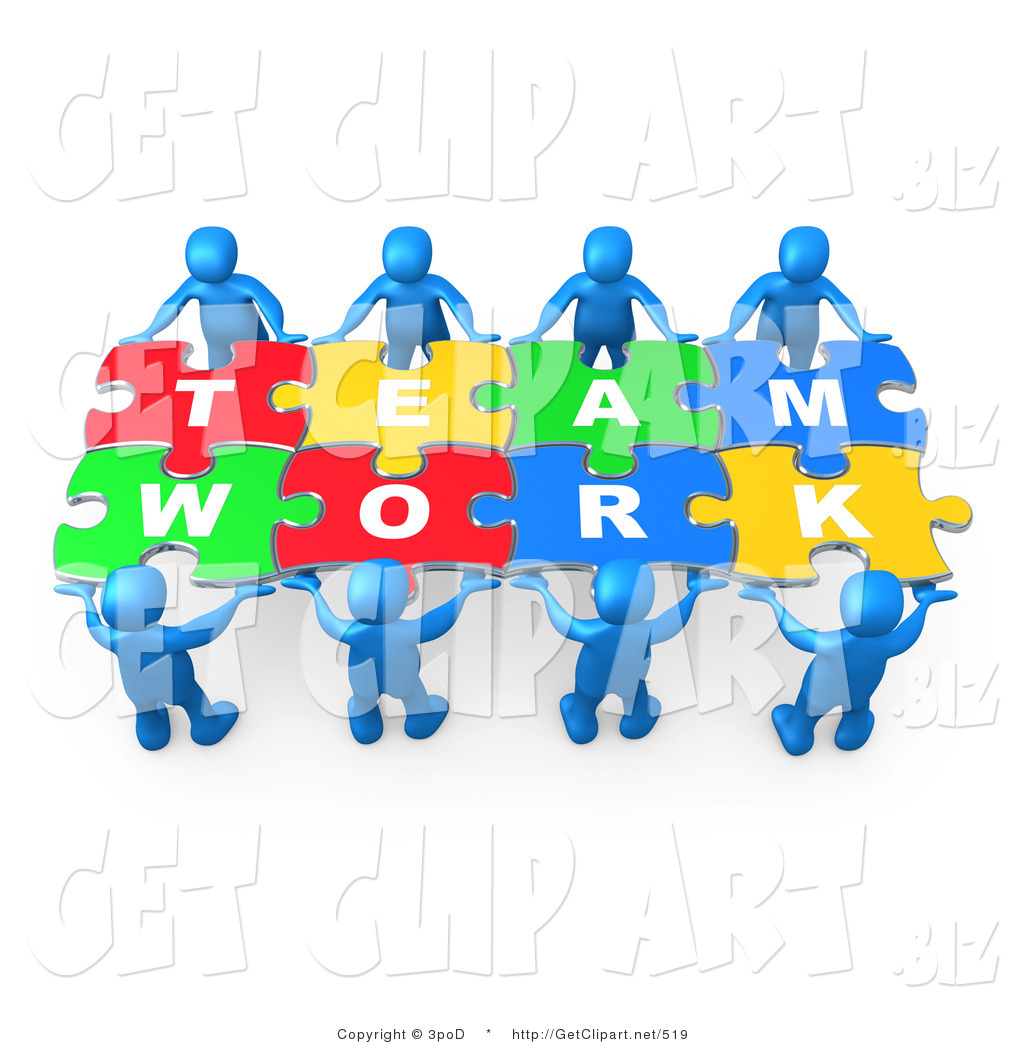 3d Clip Art Of Eight Blue 3d People Working Together To Hold Colorful