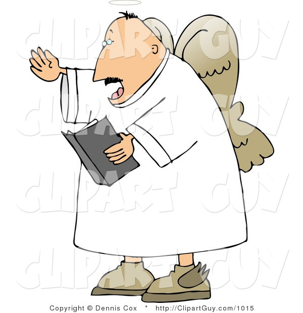 Clip Art Of A Male Angel Reading From The Good Book By Djart    1015