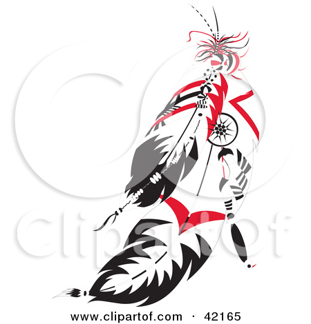 Clipart Illustration Of Black And Red Native American Feathers By