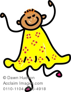 Clipart Image Of A Happy Little Girl With Very Short Hair