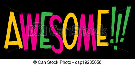 Clipart Vector Of Awesome Text   Cartoon Text Of The Word Awesome