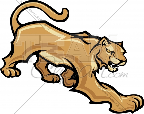 Cougar Mascot Animal Body Vector Clipart Image