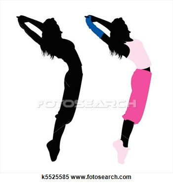 Clipart Of Silhouette Girl Fitness Dance K5525585   Search Clip Art