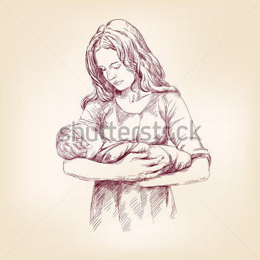 Holding A Baby Hand Drawn Vector Llustration Stock Vector   Clipart Me