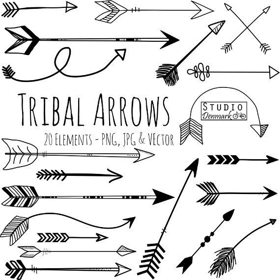 Tribal Arrows Hand Drawn Aztec Doodle Vectors Hand Arrow Clipart