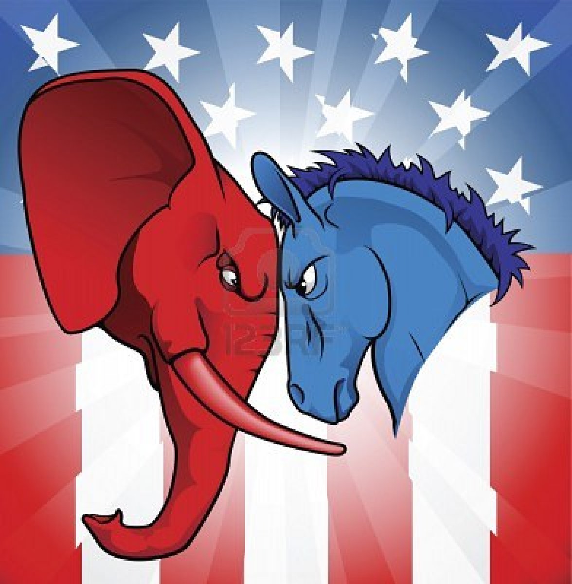 9326220 The Democrat And Republican Symbols Of A Donkey And Elephant