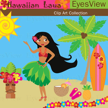 Clipart Hawaiian Luau Clip Art Instant Download By Inkandwhimsy2