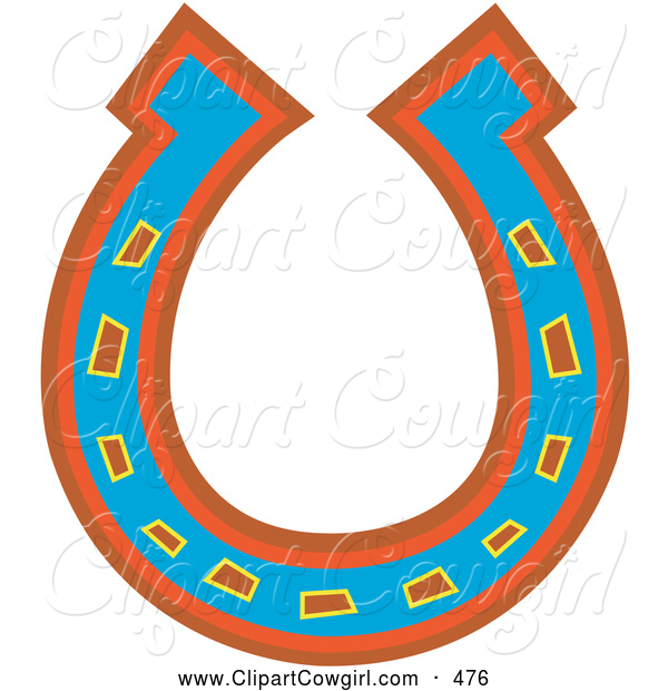 Clipart Of An Upside Down Lucky Blue Red And Orange Horseshoe By Andy