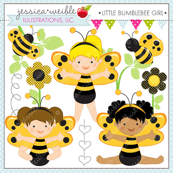 Little Bumble Bee Girl Cute Digital Clipart For Commercial Or Personal