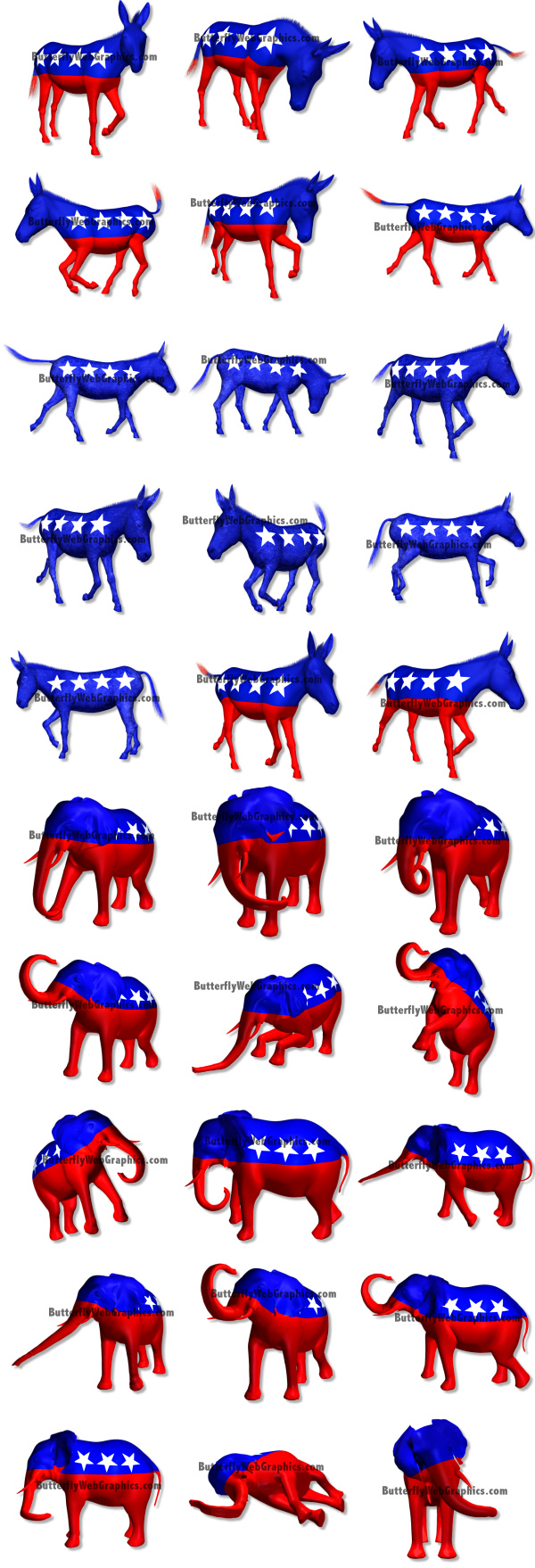 Political Icons Democratic Donkey And Republican Elephant Usa Clipart