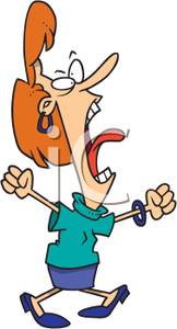Cartoon Of A Frustrated Woman Yelling   Royalty Free Clipart Picture