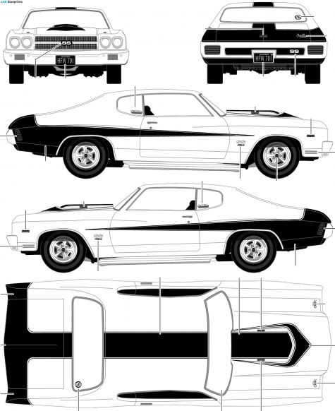 Car Blueprints   Chevrolet Baldwin Motion Chevelle Blueprints Vector