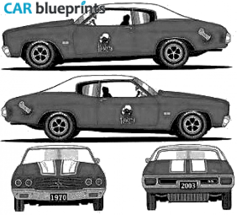 Car Blueprints   Chevrolet Chevelle Ss Blueprints Vector Drawings