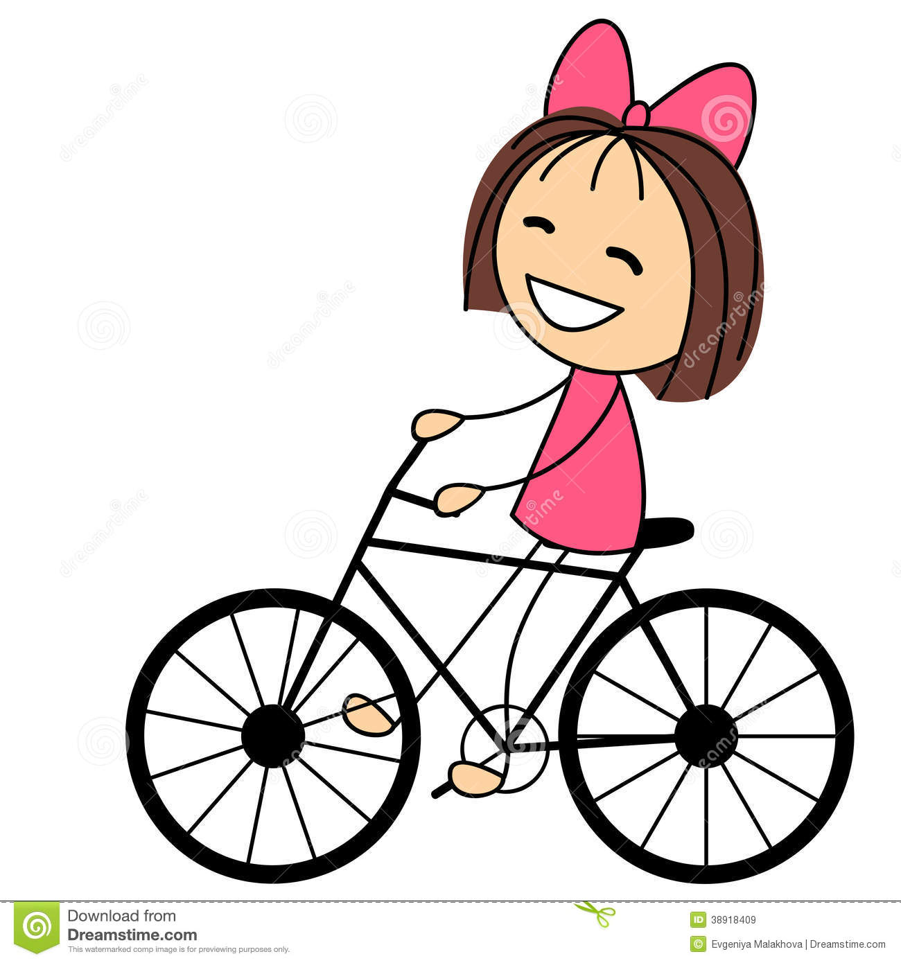 Cute Little Girl On Bicycle Stock Vector   Image  38918409