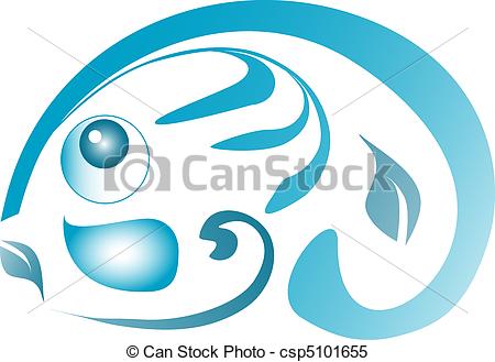 Vector   Big Blue Abstract Fish Isolated   Stock Illustration Royalty
