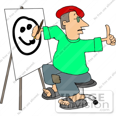 Artist Painting A Face On Easel Clipart    12607 By Djart   Royalty