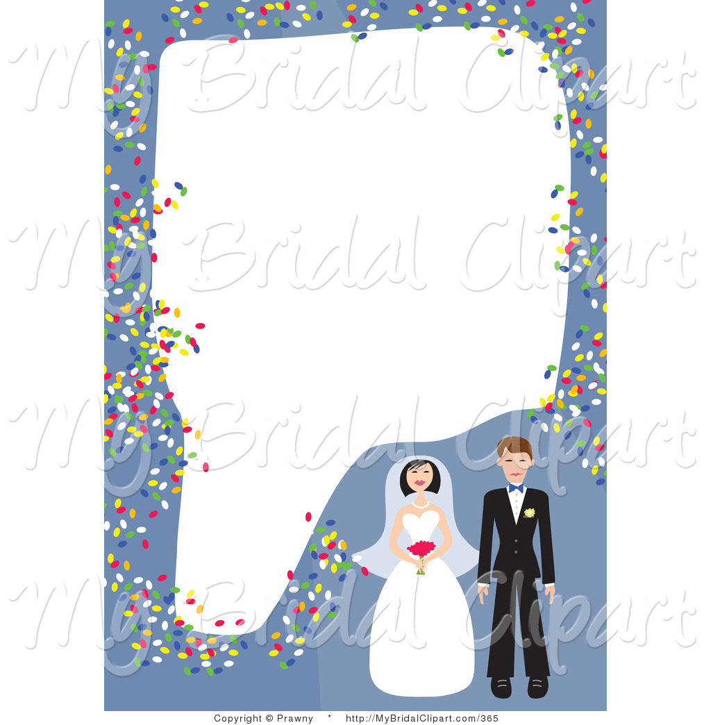 Bridal Clipart Of A Blue Stationery Border Of A Bride And Groom With