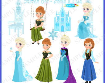 Frozen Clipart Set Part 2    Elsa A Nd Anna  300dpi   In Png And Jpeg
