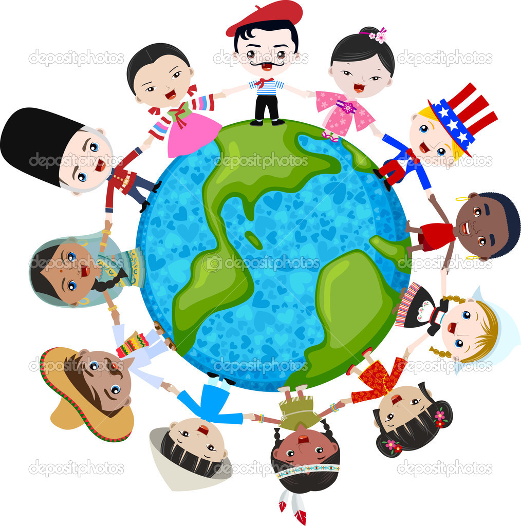 Multicultural Children On Planet Earth   Stock Vector   Pauljune