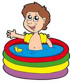 Stock Illustration Of Boy In Inflatable Pool K1860416   Search Clip