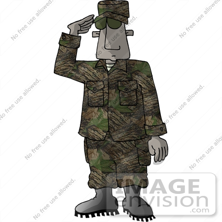 African American Marine Military Soldier Saluting Clipart    18931 By    