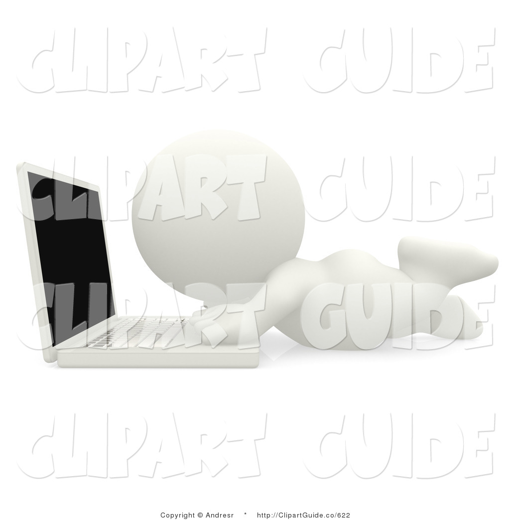 Clip Art Of A 3d Teeny Person Laying Down And Using A Laptop On The    