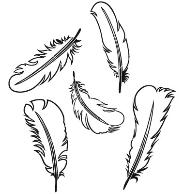 Feather Outline Clipart Feather Set Vector 915186 Jpg