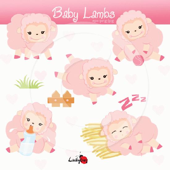 My Grafico Baby Lambs Clipart 5 Pieces Cute Baby Lambs