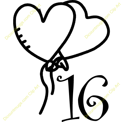 Number 16 Clip Art Clipart 10718 Heart Balloon