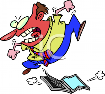 Royalty Free Clip Art Image  Mad Guy Stomping His Laptop Computer