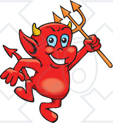Clipart Illustration Of A Troublesome Little Red Devil Dancing With A